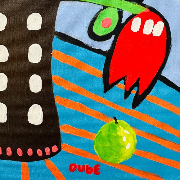 ORIGINAL Painting POP Art Collectible Flowers Apples 12" x 12" Canvas Panel - Picture 4 of 7